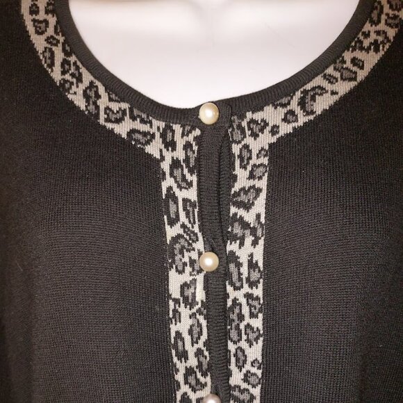 VINTAGE Black Cotton Blend Cardigan Size 2X - Picture 3 of 4